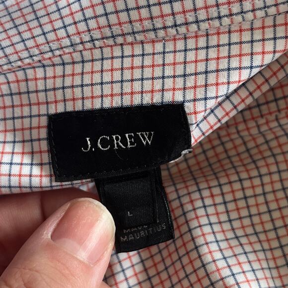 J Crew | Plaid Button Down Shirt | Men's Size L | White Red Blue Checker Stripes - Picture 7 of 7